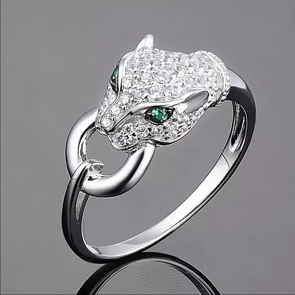 New 925 Silver Beautiful Leopard Diamond Ring - Picture 1 of 1